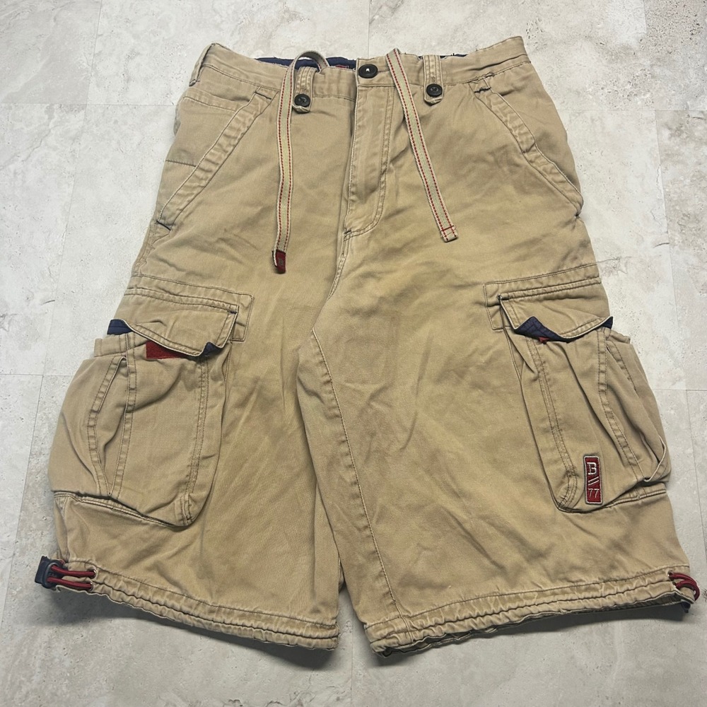 Bugle Boy Cargo Shorts Khaki Tan Mens 30 Vintage 90s Streetwear Gorpcore Cotton